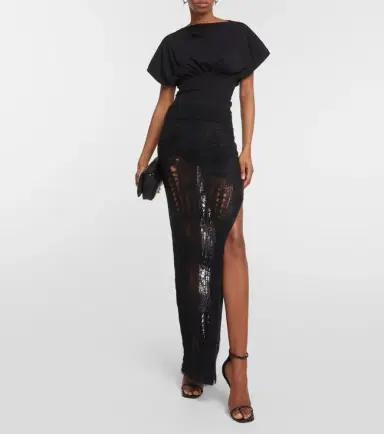 Rick Owens Distressed mohair-blend maxi skirt | Thumbnail 4