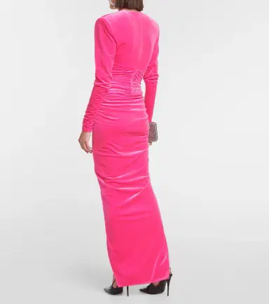 Alexandre Vauthier Velvet draped midi dress | Thumbnail 3