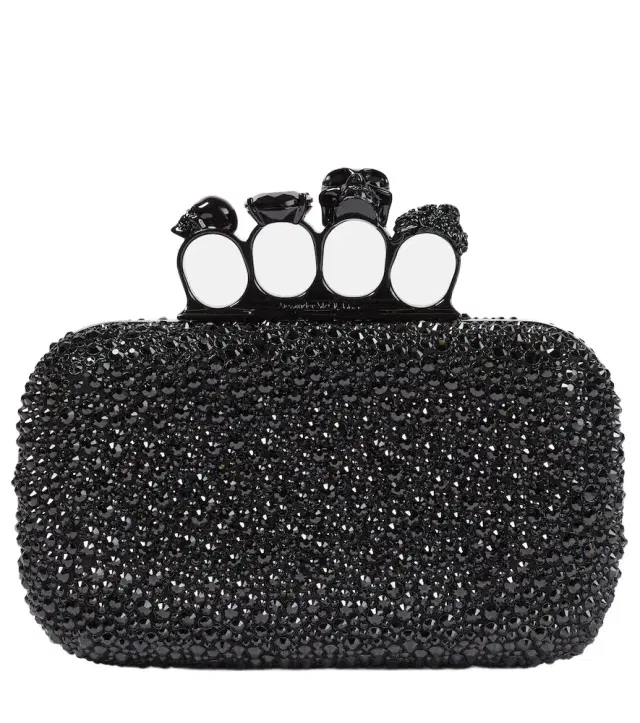 McQueen Knuckle embellished leather clutch