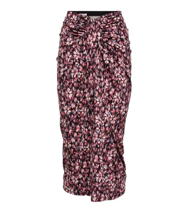 Marant Étoile Printed ruched jersey midi skirt