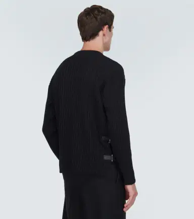 Versace Leather-trimmed knit wool sweater | Thumbnail 5 Versace Leather-trimmed knit wool sweater | Thumbnail 5