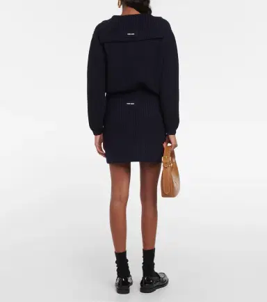 Miu Miu Ribbed-knit wool miniskirt | Thumbnail 2
