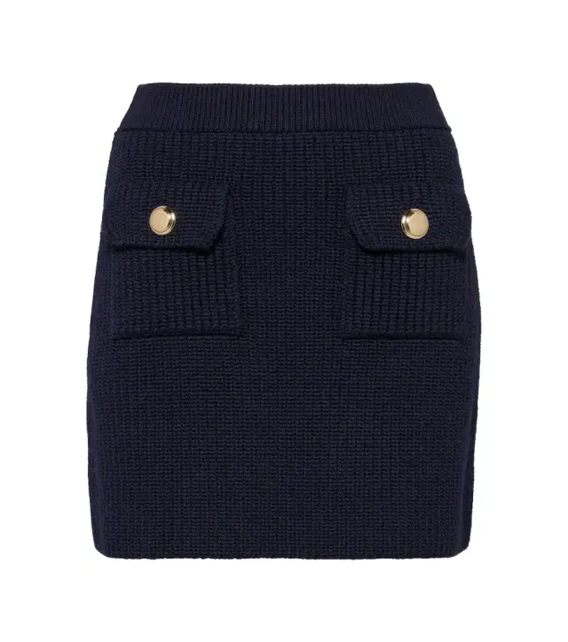 Ribbed-knit wool miniskirt
