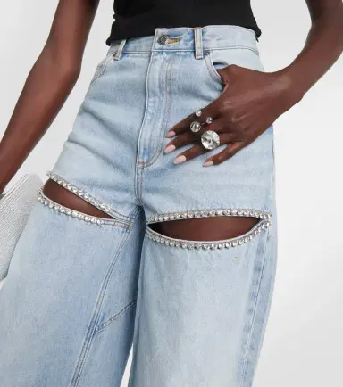 Area Cutout embellished high-rise wide-leg jeans | Thumbnail 3