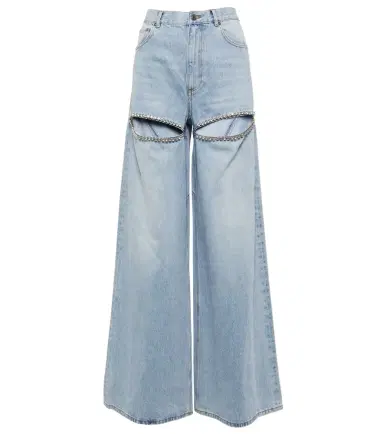Area Cutout embellished high-rise wide-leg jeans | Thumbnail 1