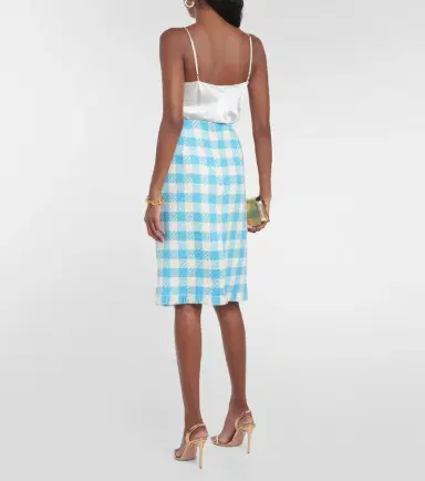 Oscar de la Renta Checked wool midi skirt | Thumbnail 4