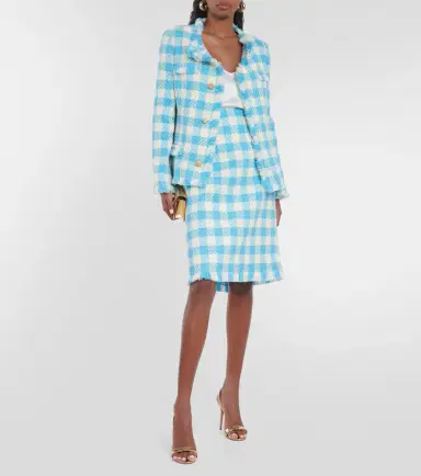 Oscar de la Renta Checked wool midi skirt | Thumbnail 5