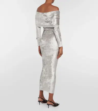Alaïa Alaïa Off-shoulder velvet midi dress | Thumbnail 2