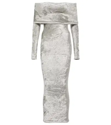 Alaïa Alaïa Off-shoulder velvet midi dress | Thumbnail 1