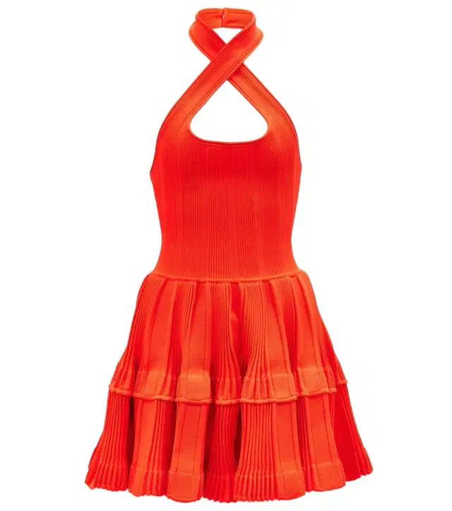 Alaïa Ribbed-knit halterneck minidress