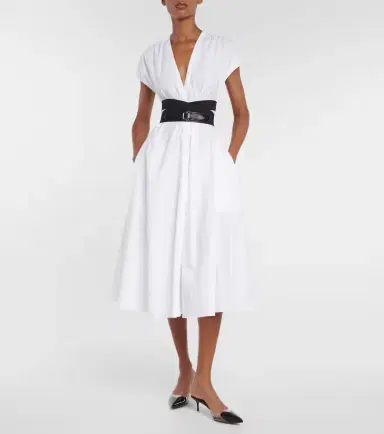 Alaïa Alaïa Belted cotton poplin midi dress | Thumbnail 4 Alaïa Alaïa Belted cotton poplin midi dress | Thumbnail 4