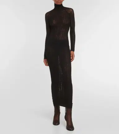 Alaïa Alaïa Distressed wool-blend midi dress | Thumbnail 2