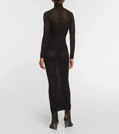Alaïa Alaïa Distressed wool-blend midi dress | Thumbnail 3