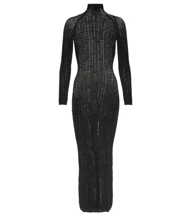 Alaïa Distressed wool-blend midi dress
