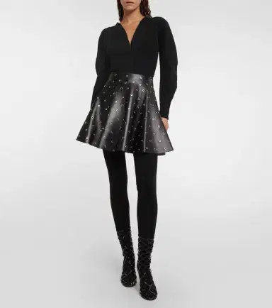 Alaïa Alaïa Eyelet embellished leather miniskirt | Thumbnail 3 Alaïa Alaïa Eyelet embellished leather miniskirt | Thumbnail 3