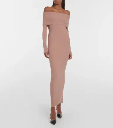 Alaïa Alaïa Off-shoulder jersey midi dress | Thumbnail 3