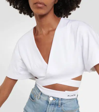 Alaïa Alaïa Logo cotton jersey crop top | Thumbnail 3