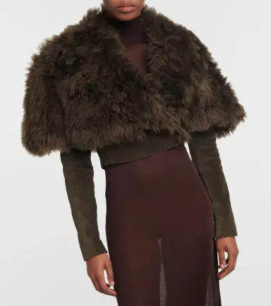 Alaïa Alaïa Cropped shearling and suede jacket | Thumbnail 2