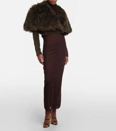 Alaïa Alaïa Cropped shearling and suede jacket | Thumbnail 4