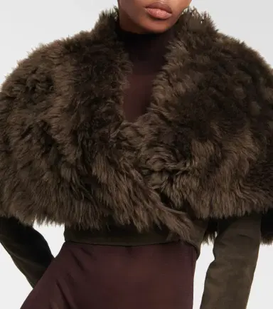 Alaïa Alaïa Cropped shearling and suede jacket | Thumbnail 5