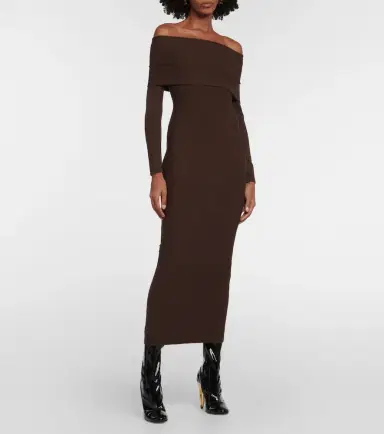 Alaïa Alaïa Off-shoulder jersey midi dress | Thumbnail 4