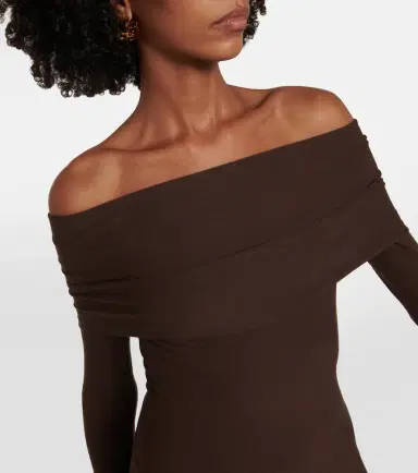 Alaïa Alaïa Off-shoulder jersey midi dress | Thumbnail 5
