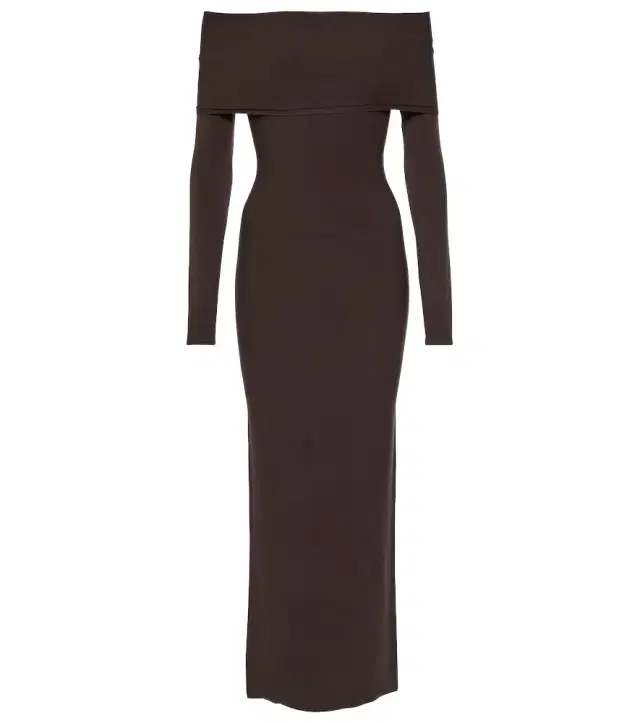 Alaïa Off-shoulder jersey midi dress