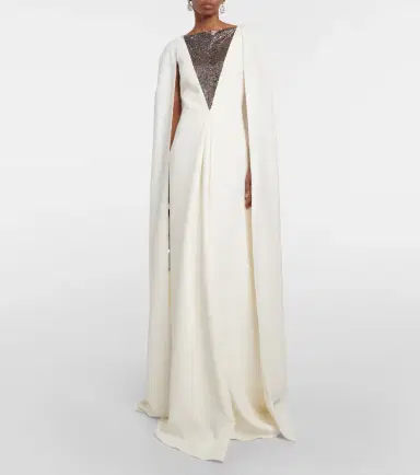 Safiyaa Abrielle embellished caped gown | Thumbnail 4