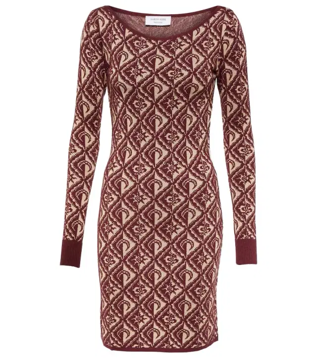 Marine Serre Moon Diamant jacquard wool-blend minidress