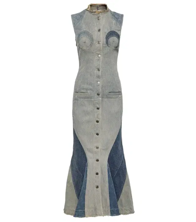 Marine Serre All Over Moon denim maxi dress