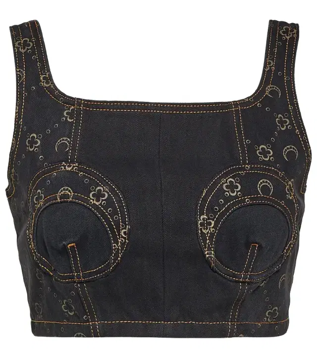 Marine Serre Regenerated cropped denim bustier