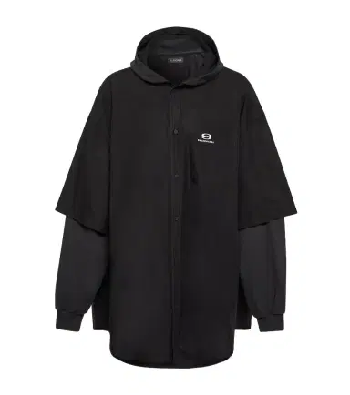 Balenciaga Patched cotton poplin and fleece jacket | Thumbnail 1 Balenciaga Patched cotton poplin and fleece jacket | Thumbnail 1