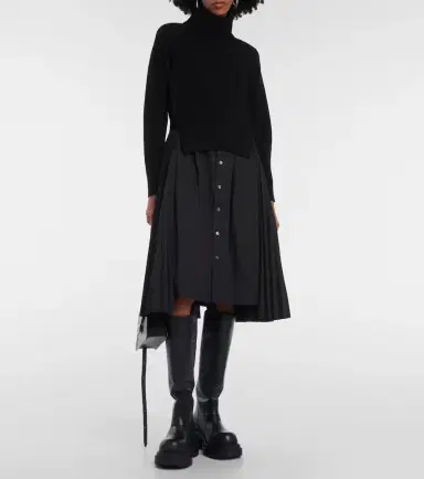 Sacai Turtleneck midi dress | Thumbnail 3 Sacai Turtleneck midi dress | Thumbnail 3
