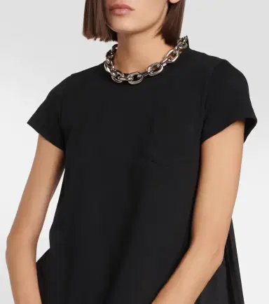 Sacai Pleated cotton jersey T-shirt | Thumbnail 4