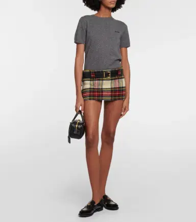 Miu Miu Checked wool miniskirt | Thumbnail 3