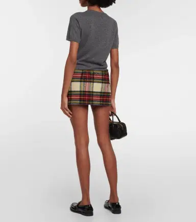 Miu Miu Checked wool miniskirt | Thumbnail 5