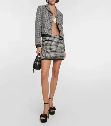 Miu Miu Checked bouclé miniskirt | Thumbnail 3 Miu Miu Checked bouclé miniskirt | Thumbnail 3