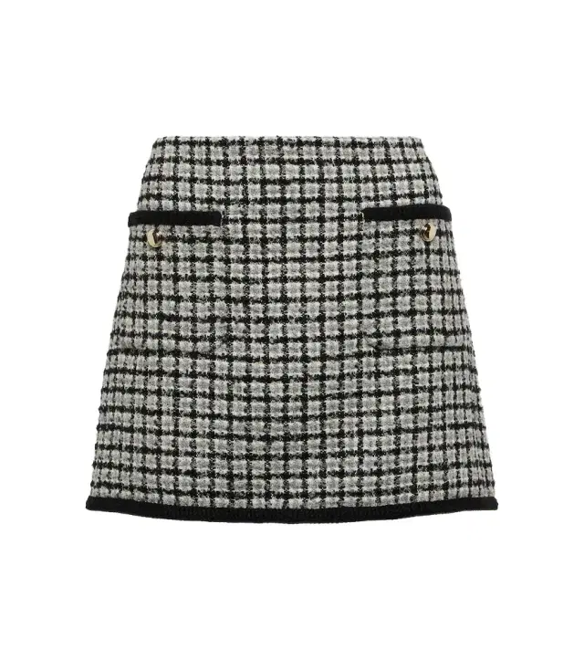 Checked bouclé miniskirt