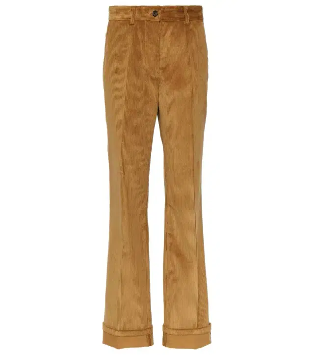 Low-rise cotton corduroy pants