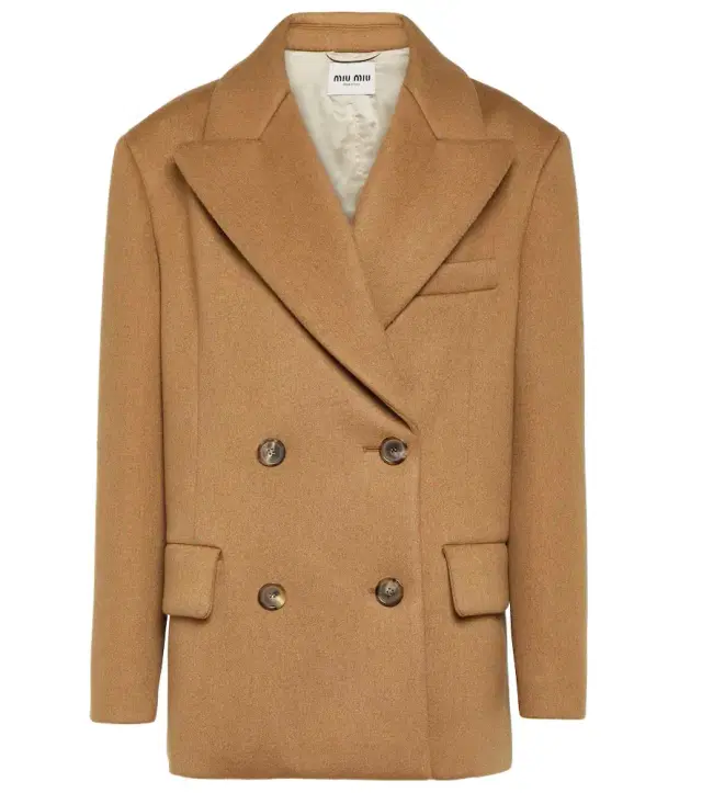 Double-breasted camel hair jacket