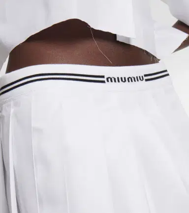 Miu Miu Logo pleated cotton miniskirt | Thumbnail 4