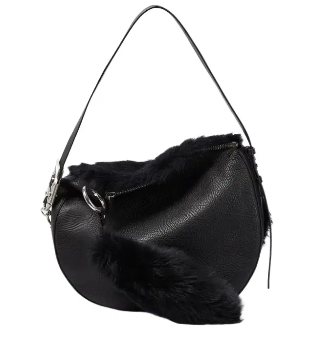 Burberry Knight Medium leather and shearling shoulder bag