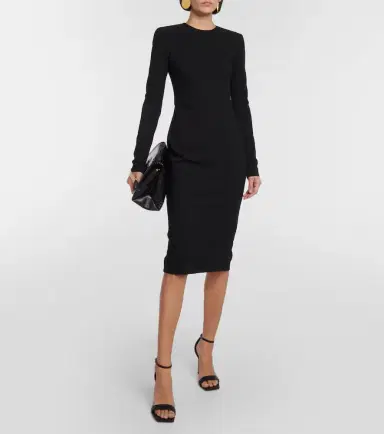 Victoria Beckham Wool crepe midi dress | Thumbnail 4 Victoria Beckham Wool crepe midi dress | Thumbnail 4
