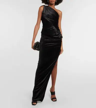 Rick Owens Lilies Amira one-shoulder velvet top | Thumbnail 4
