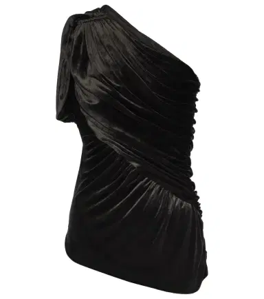 Rick Owens Lilies Amira one-shoulder velvet top | Thumbnail 1