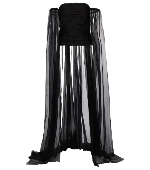 Valentino Caped off-shoulder silk chiffon top