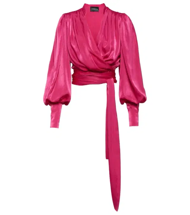 Costarellos Mouglalis wrap satin blouse