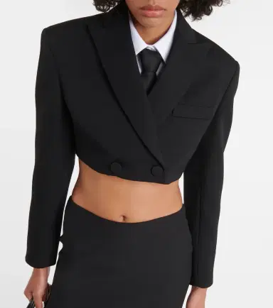 Valentino Cropped wool grisaille blazer | Thumbnail 3
