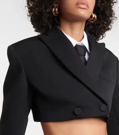 Valentino Cropped wool grisaille blazer | Thumbnail 4