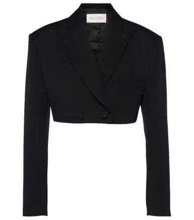Valentino Cropped wool grisaille blazer | Thumbnail 1